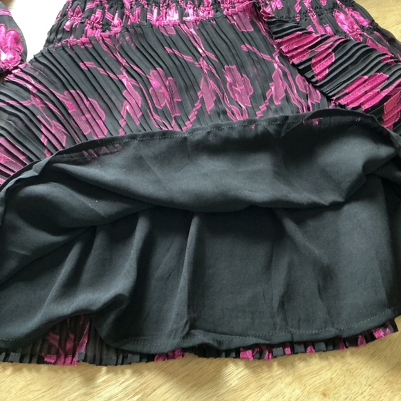 Current Air S Floral Sheer Pleated Smocked Fit N Flare Long Sleeve Dress Holiday - Picture 4 of 12